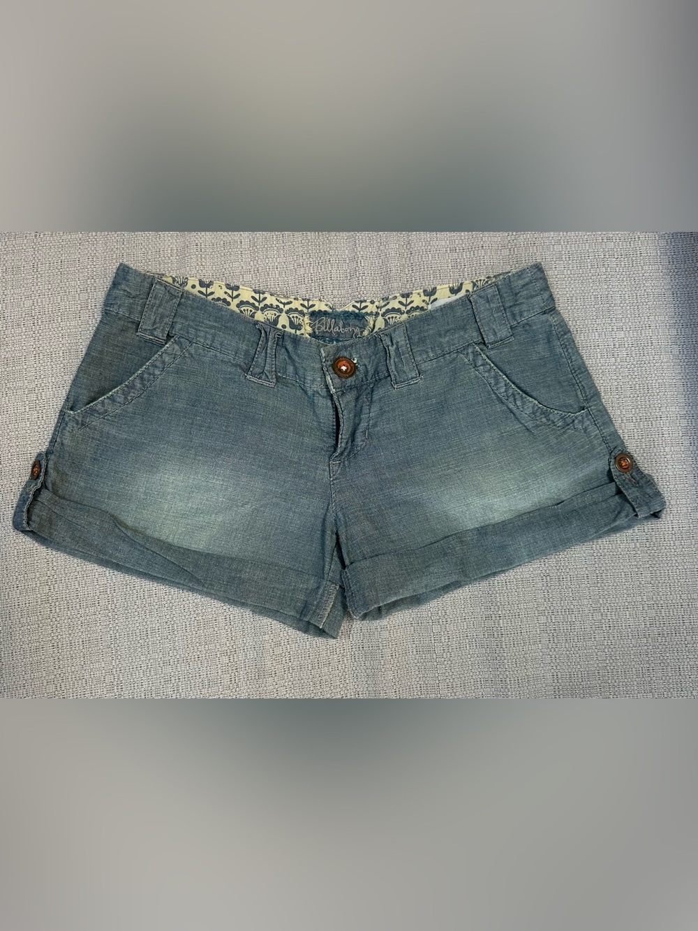 Billabong Women's Faded Blue Cuffed Jean Shorts